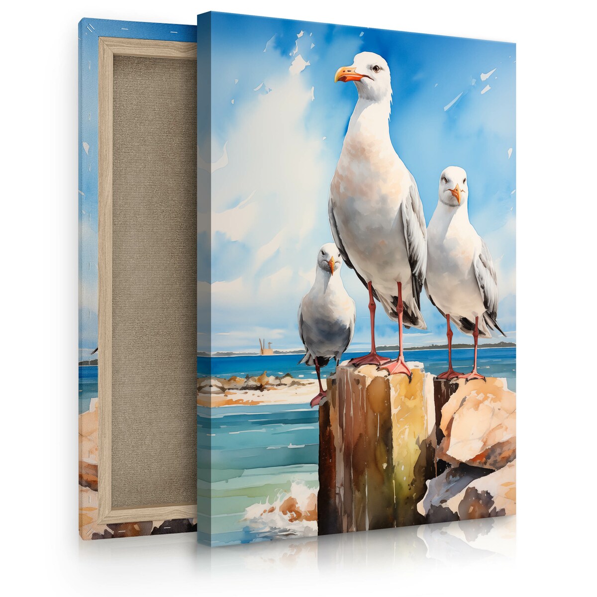 Obraz Na Płótnie Abstrakcyjne Mewy Na Tle Morza 20x30cm