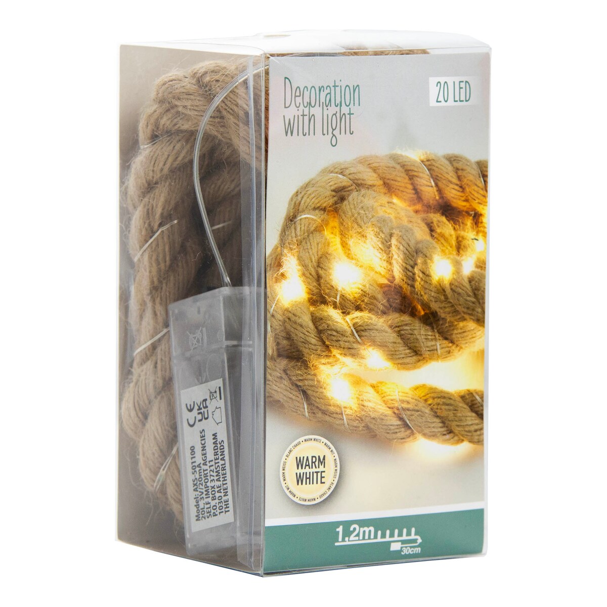 Lampki Led Sznur Parciany Jutowy 120Cm 20 Led Deko
