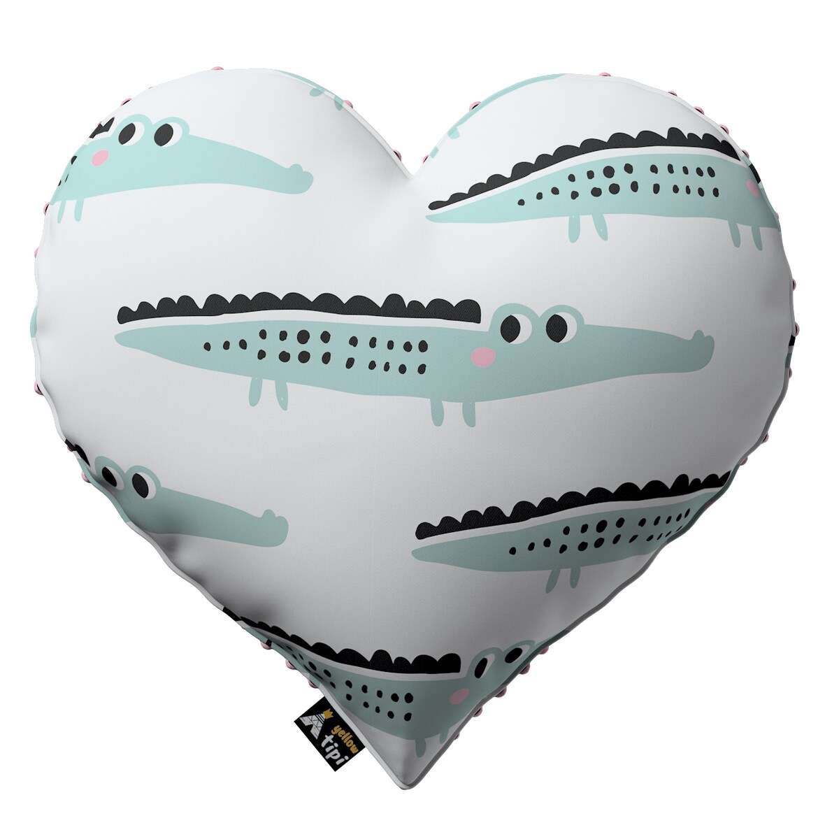 Poduszka Heart of Love z minky, ecru-zielony, 45x15x45cm, Magic Collection