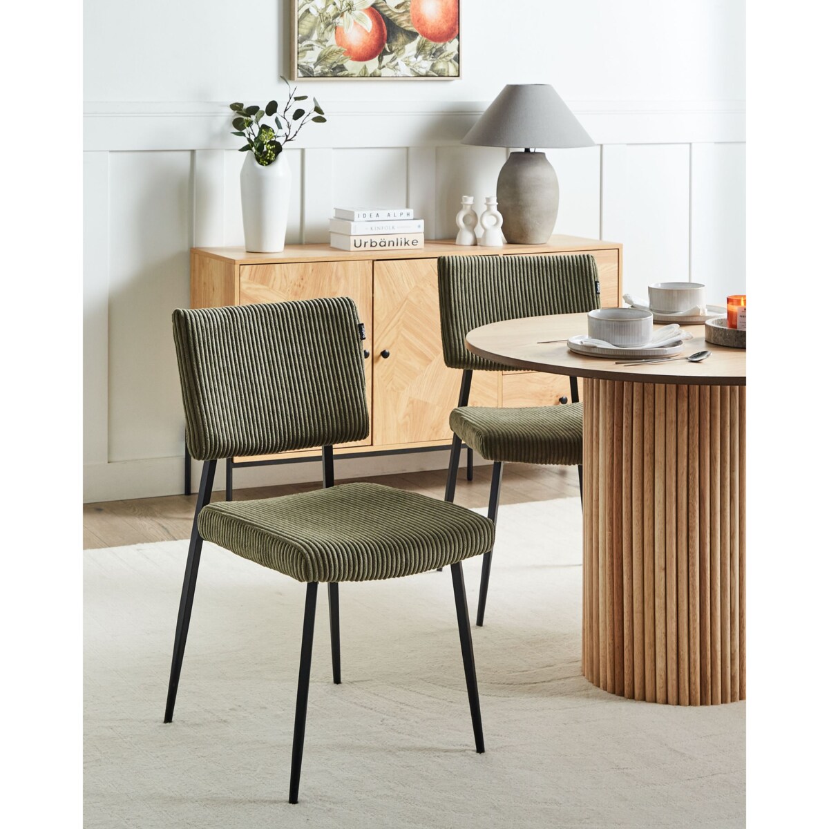 Zestaw 2 krzeseł do jadalni STURGIS Sztruks Oliwkowy