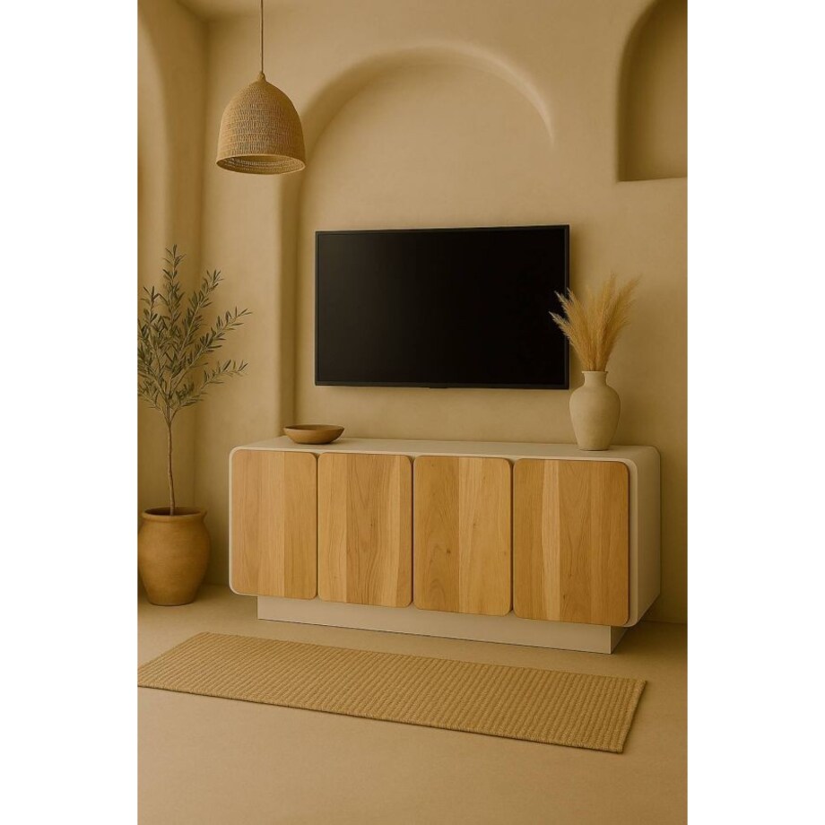 Szafka RTV z drewna mango i akacji 55x140x40 cm