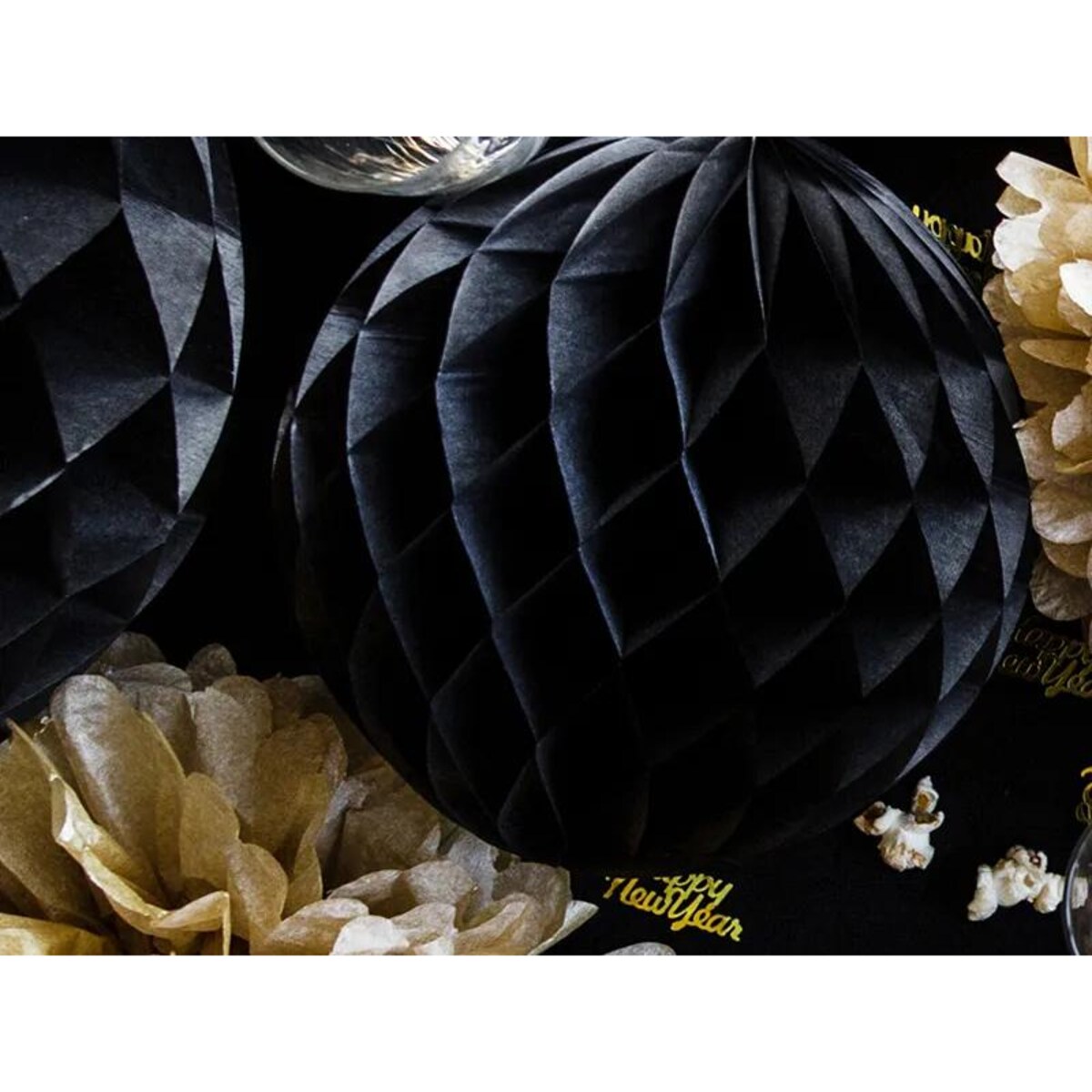 Kula bibułowa, czarny, 30cm