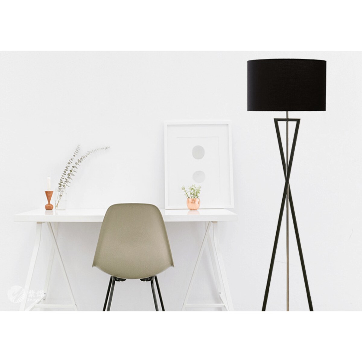 LAMPA podłogowa SANDGLASS FSG-B-E27 Abigali stojąca OPRAWA abażurowa czarna