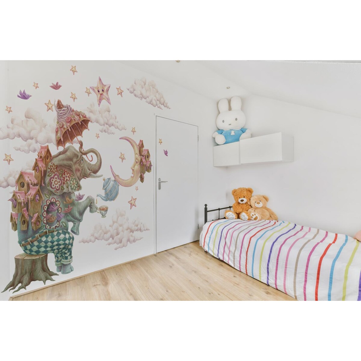Zestaw naklejek na ścianę, Pastelowe zwierzęta z bajki - słoń, 130cm