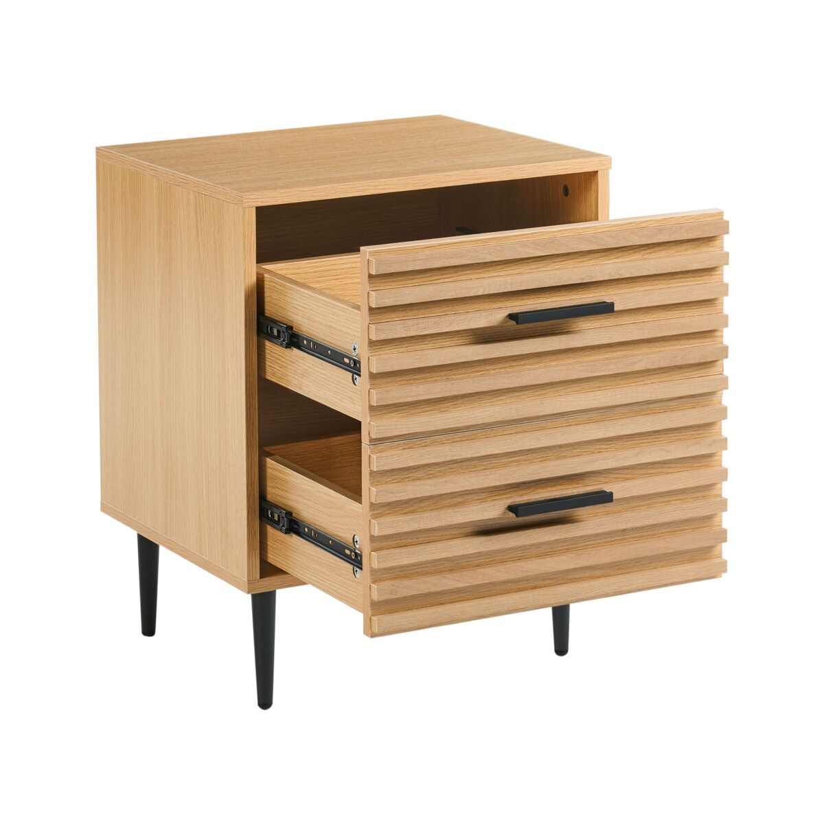 Szafka nocna 2 szuflady KEITH Jasnobrązowy