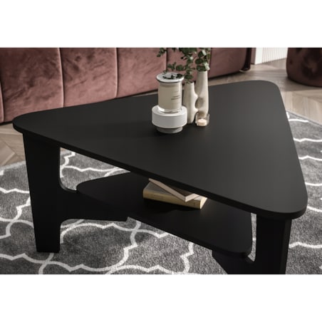 Stolik Kawowy Do Salonu TRIANGO Trójkątny Czarny Minimalistyczny Loft 80cm