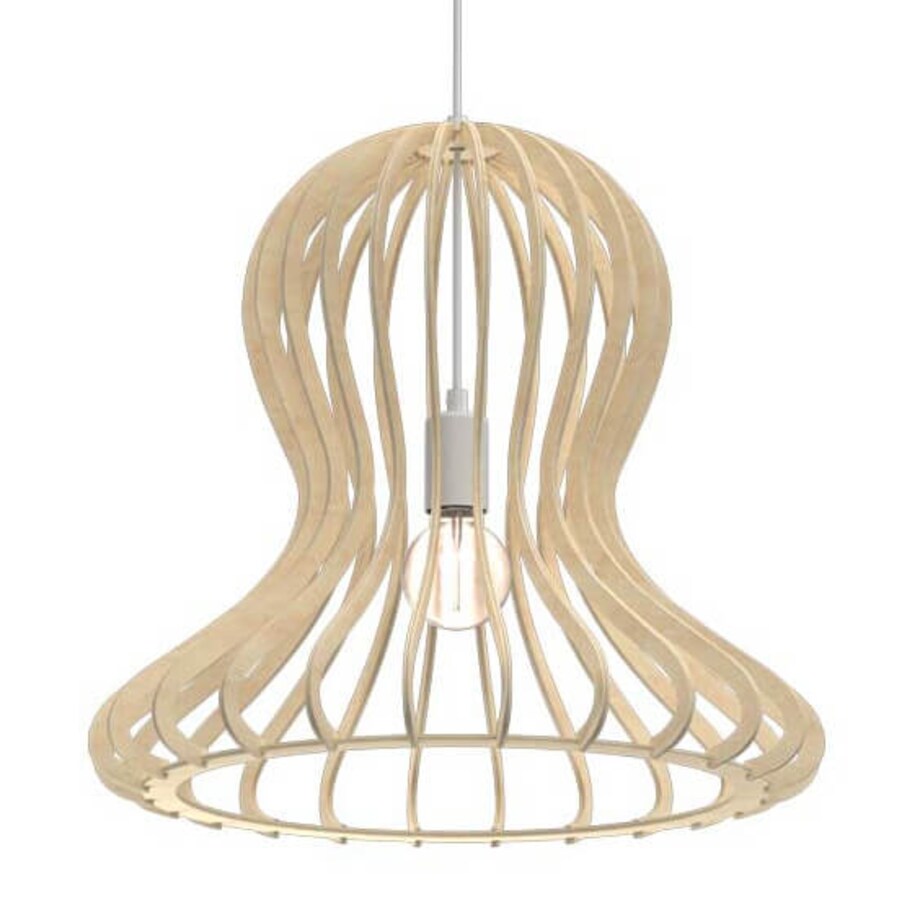 Wisząca lampa sypialniana Octo 5017 Amplex drewniana ekologiczny nad stół beżowy