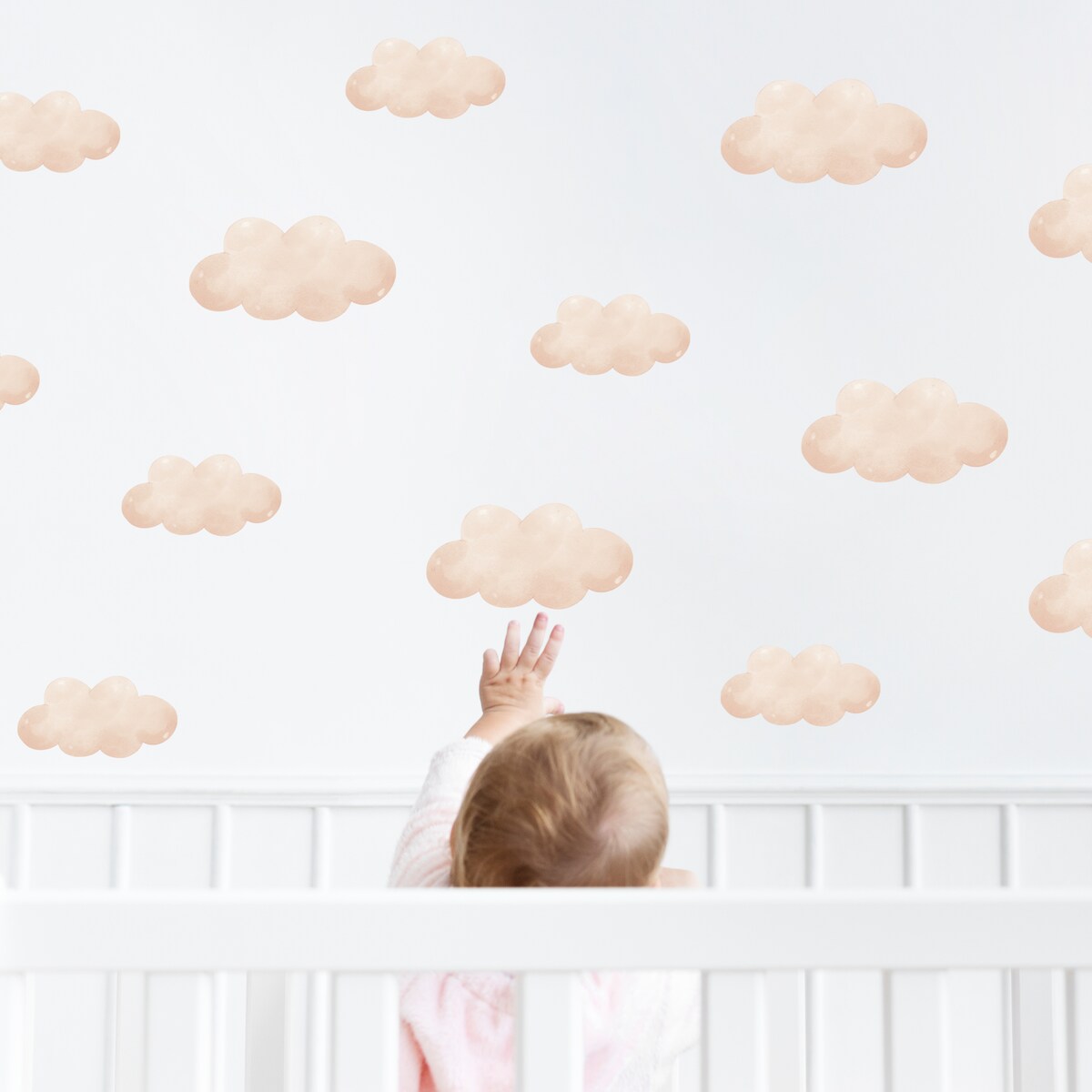 Naklejki Na Ścianę Dla Dzieci Beżowe Chmurki Chmury Styl Boho Zestaw 120x60cm