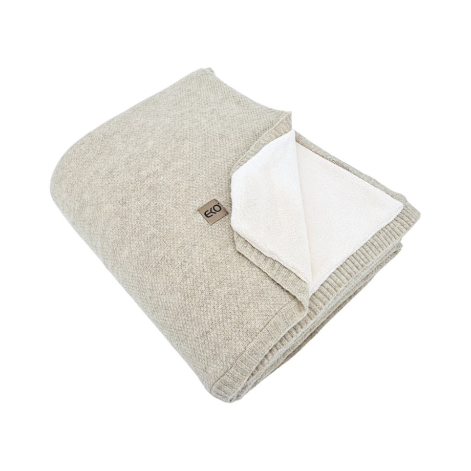 Koc dzianinowy z podszyciem futerkowym 150x200 cm – MILANO DUO LATTE