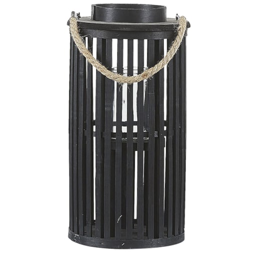 Lampion drewniany 40 cm czarny LUZON