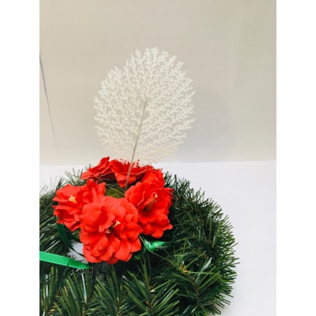 BROKATOWA GAŁĄZKA BIAŁA LIŚĆ paproć do dekoracji święta stroik choinka