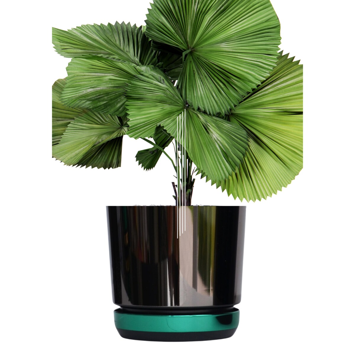 26 Doniczka DUO CZARNA z podstawką ZIELONA dwukolorowa nowoczesna industrialny loft glamour wysoki połysk metaliczna elegancka