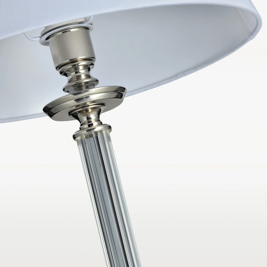 Stojąca lampa klasyczna Siena f01322ni-wh Cosmolight metal tkanina nikiel
