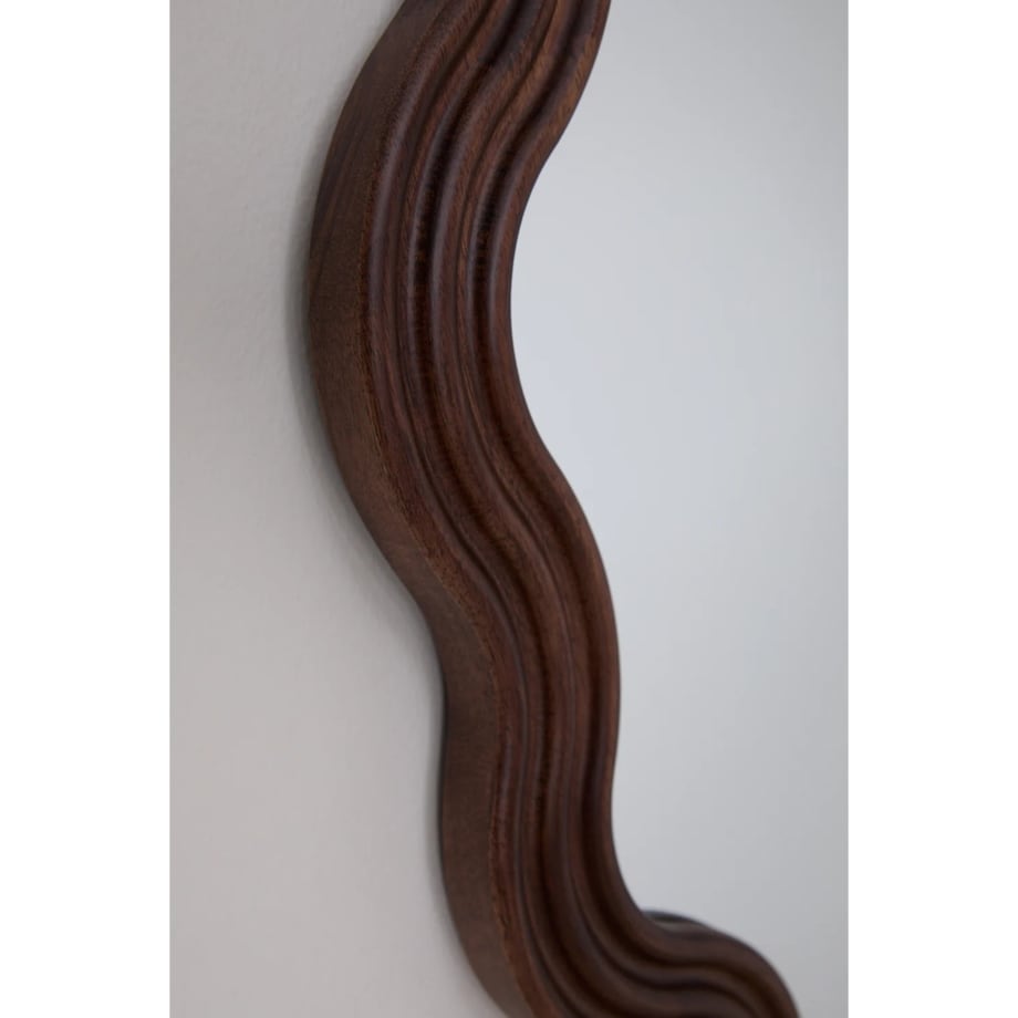 Lustro ścienne faliste z drewna dębowego Ø80 cm Luesia