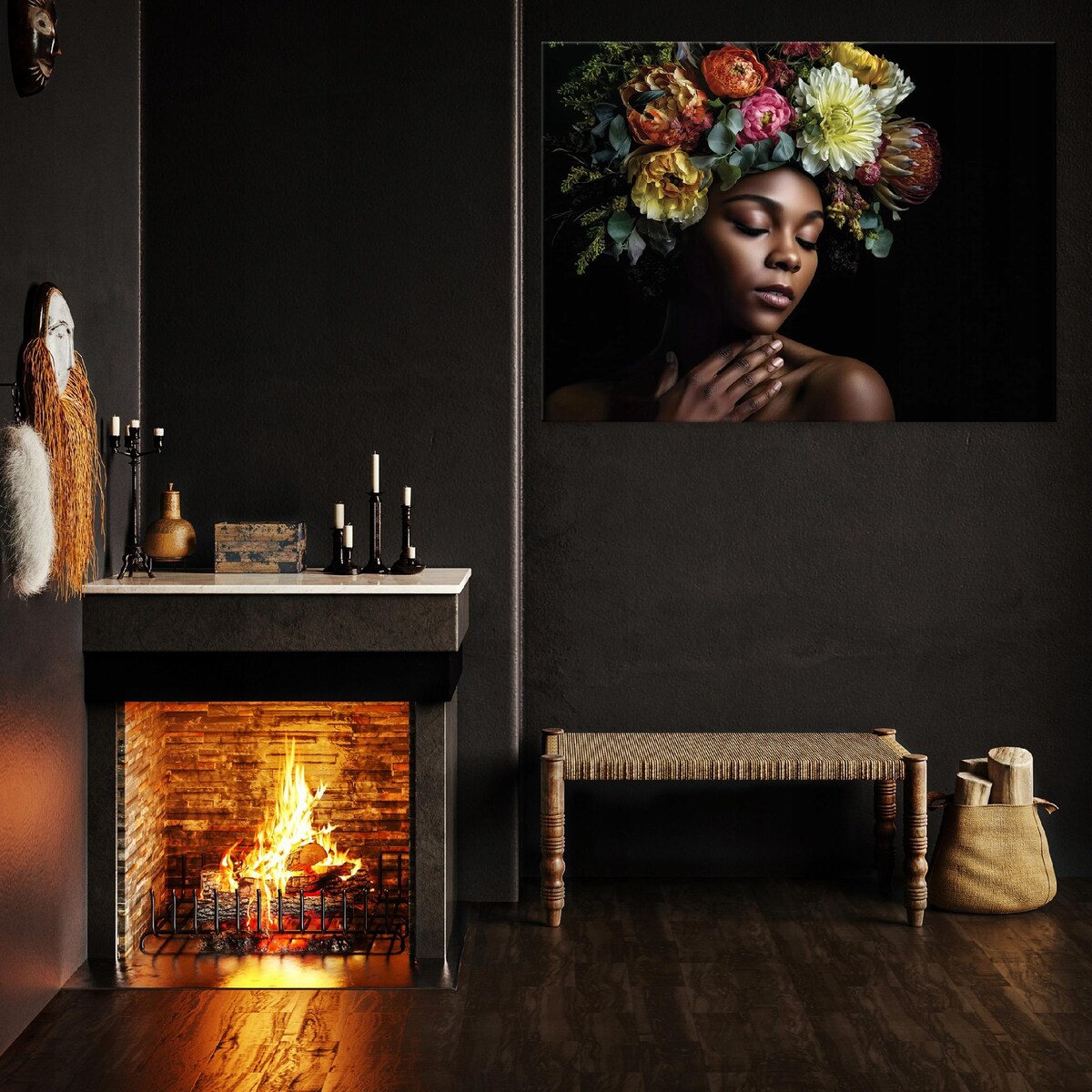 OBRAZ KOBIETA KWIATY ABSTRAKCJA DO SYPIALNI SALONU KUCHNI NA PŁÓTNIE 60x40