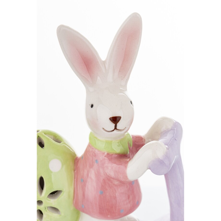 Dekoracja - króliczka na hulajnodze 14,2x5,5x12 cm z zieloną pisanką