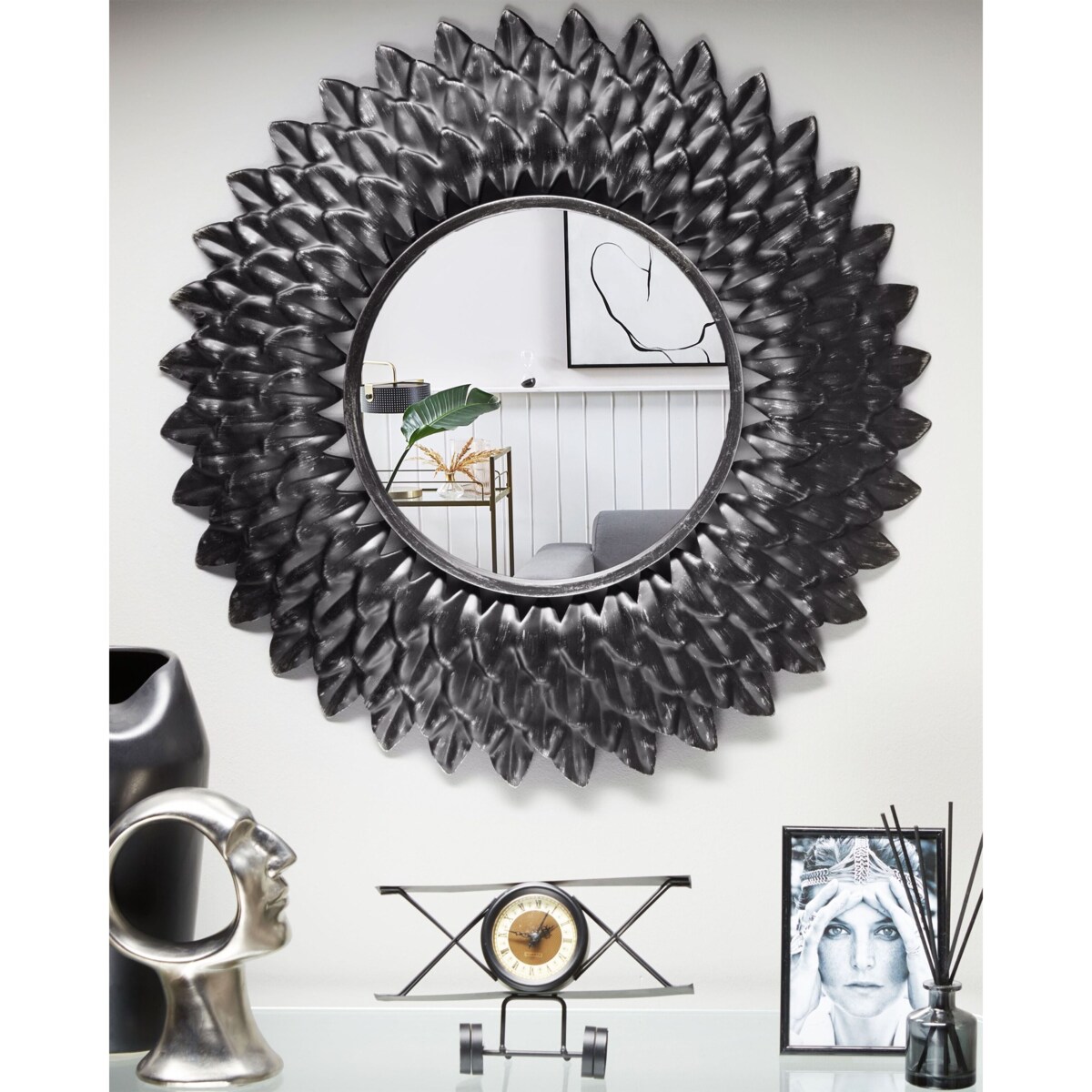 Lustro ścienne LARRAU 70 cm 70 cm Metal Srebrny