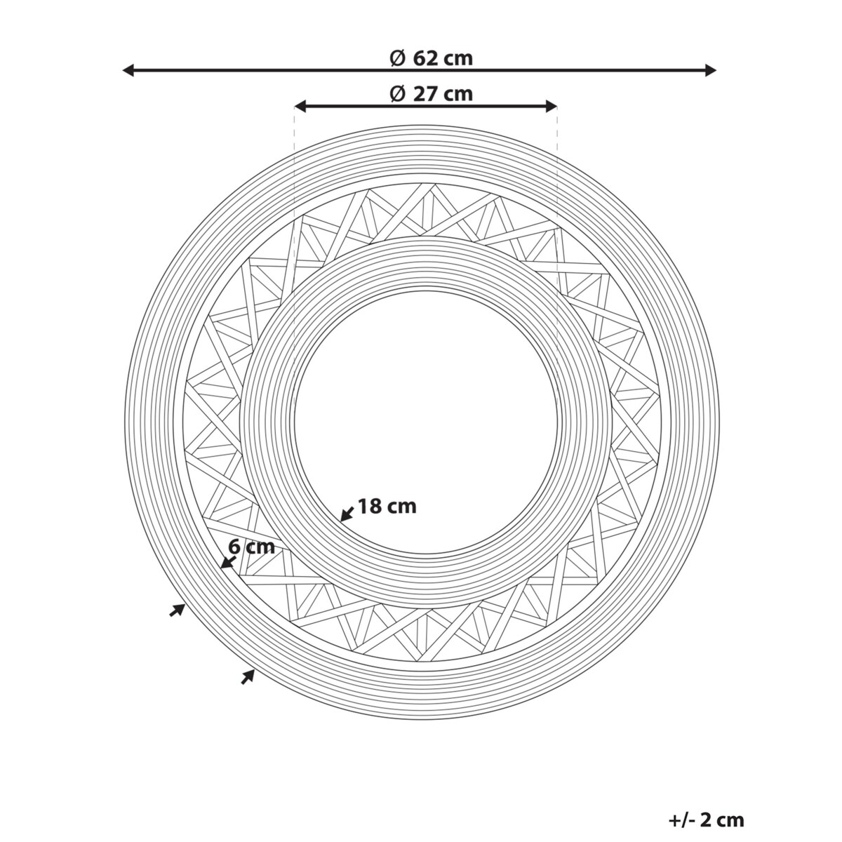 Bambusowe okrągłe lustro ścienne ø 62 cm brązowe CACOMA
