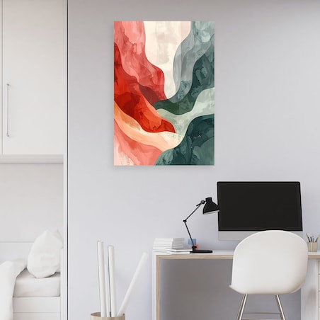 Obraz do salonu sypialni biura hotelu spa, Abstrakcja styl boho w czerwono zielonych kolorach 80x120 cm