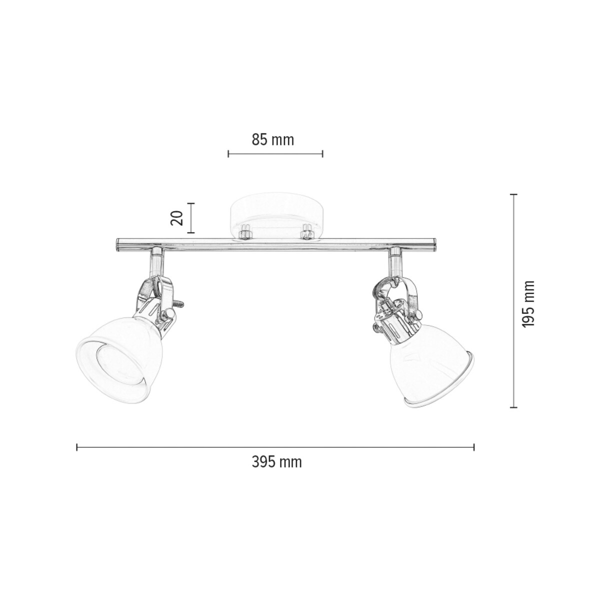 Lampa Sufitowa BRITOP Lighting 2xGU10 Max.50W Minimalistyczne Połączenie Chromu i Czerni, Polski Producent, 1 szt.