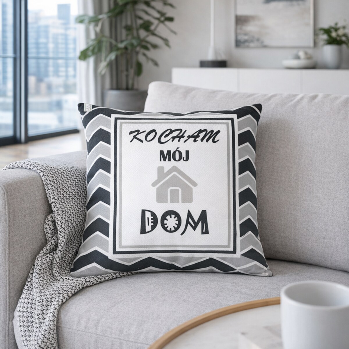 Poduszka dekoracyjna Kocham mój dom Czarny 40x40 cm