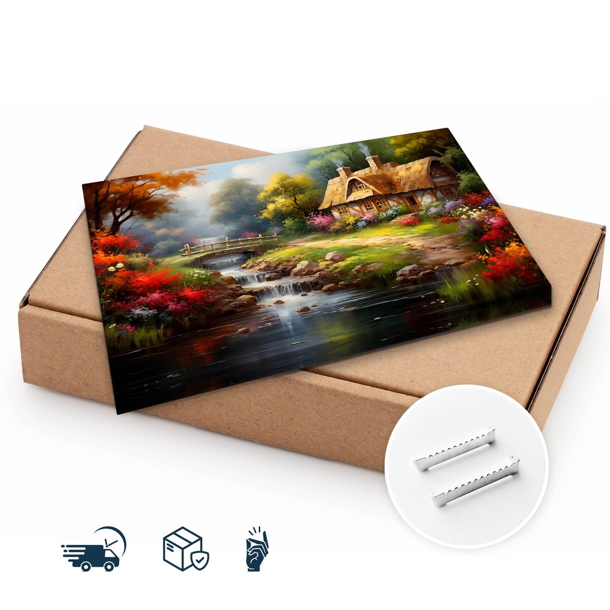 Obraz Do Jadalni Wiejska Chatka Pejzaż Kwiaty Las Natura Abstrakcja 120x80cm