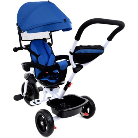 Rowerek trójkołowy spacerowy dla dzieci Funfit Kids niebieski z trąbką