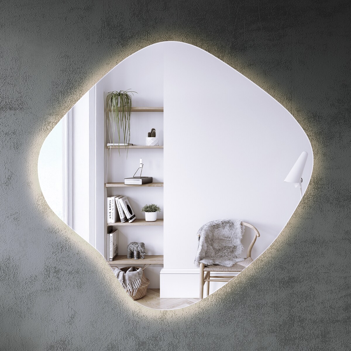 Lustro o Nieregularnym Kształcie LED - 57x57,7 cm - Ciepłe Światło