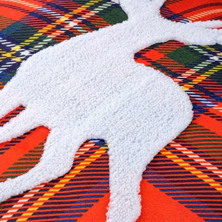 Poszewka dekoracyjna świąteczna 45X45 czerwona w kratę, renifer