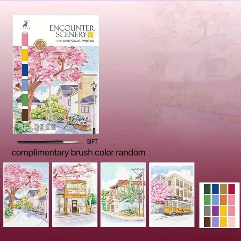 Malowanie akwarelą - Pejzaż miejski - 4 elementy