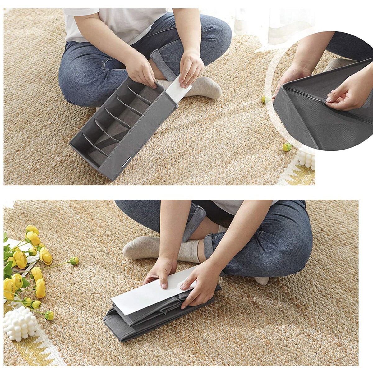 Organizery Na Bieliznę Przegrody Zestaw Szary