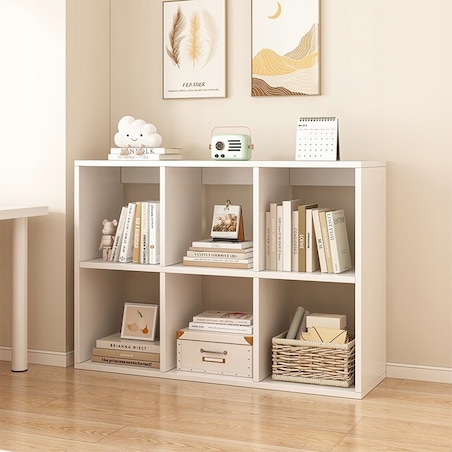 Regał otwarty biały 6 półek na książki szafka loft nowoczesny 100x67x30 cm