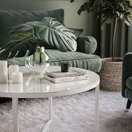 Okrągły stolik kawowy CIRI-X białe szkło