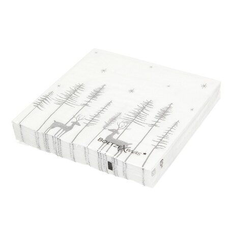 Serwetki świąteczne Reindeers boże narodzenie, święta, świąteczne, biały-szary, 16,5 x 3 cm