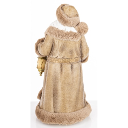 Mikołaj w eleganckim brązowym kożuchu 32x16x16 cm