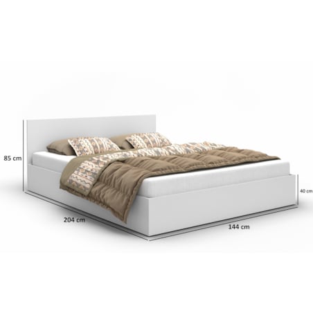 Łóżko do sypialni ALDO BETA 140x200 z płyty laminowanej - białe