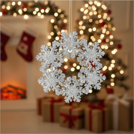 Zawieszka Na Choinkę Płatek Śniegu 12 Cm Ozdoba Świąteczna Wisząca Kolor Srebrny