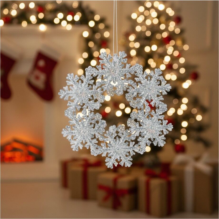 Zawieszka Na Choinkę Płatek Śniegu 12 Cm Ozdoba Świąteczna Wisząca Kolor Srebrny