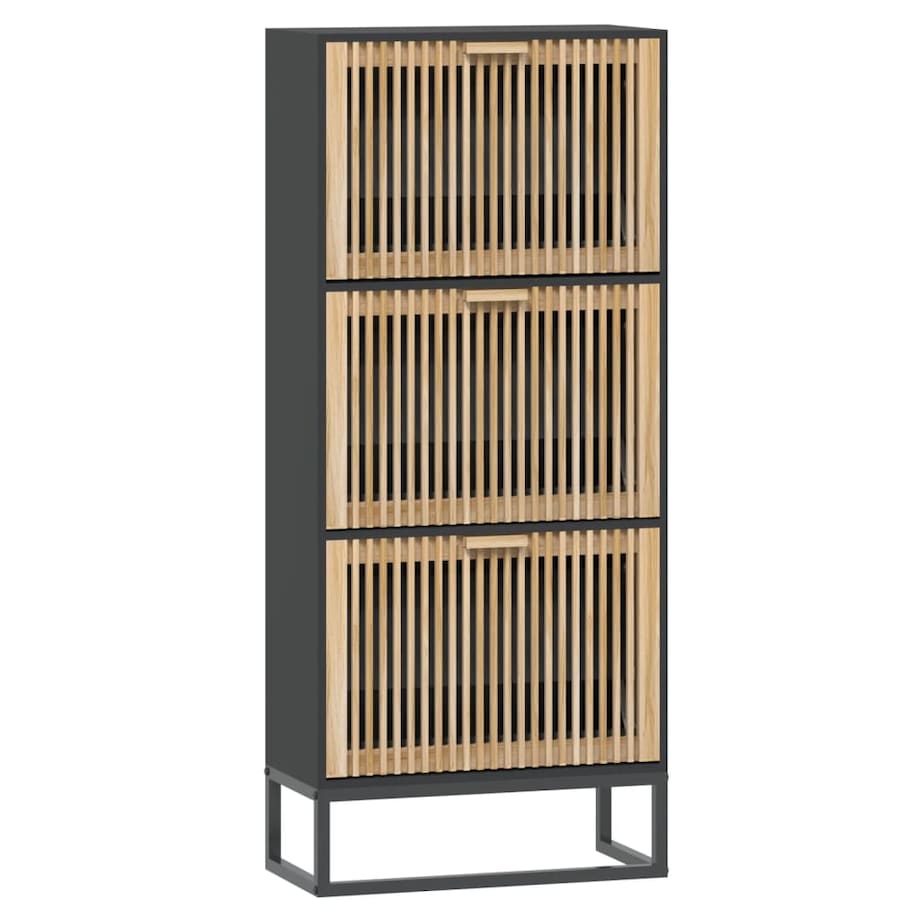 vidaXL Szafka na buty, czarna, 52x25x120 cm, materiał drewnopochodny