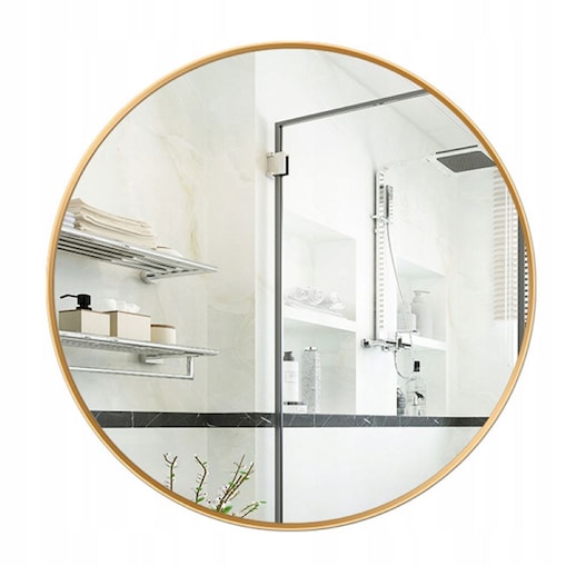 Duże lustro okrągłe industrialne łazienkowe salon sypialnia złote 60cm xxl