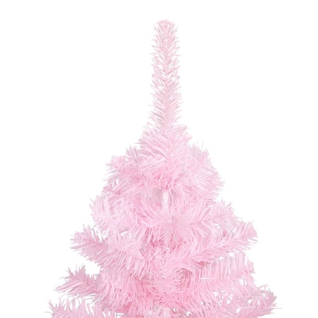 vidaXL Sztuczna choinka z lampkami i bombkami, różowa, 150 cm, PVC