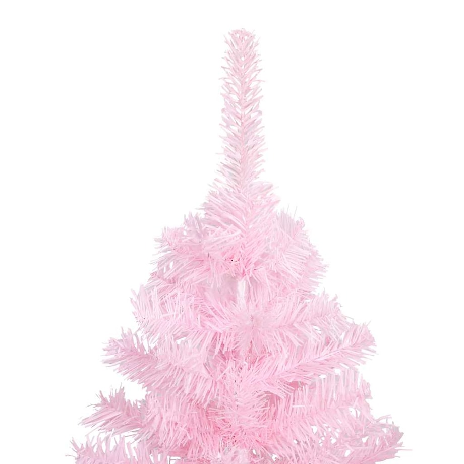 vidaXL Sztuczna choinka z lampkami i bombkami, różowa, 150 cm, PVC