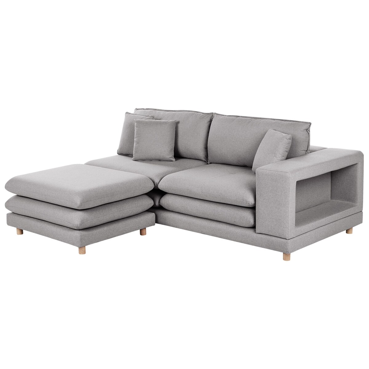 Sofa 2-osobowa z otomaną szara HEDEN