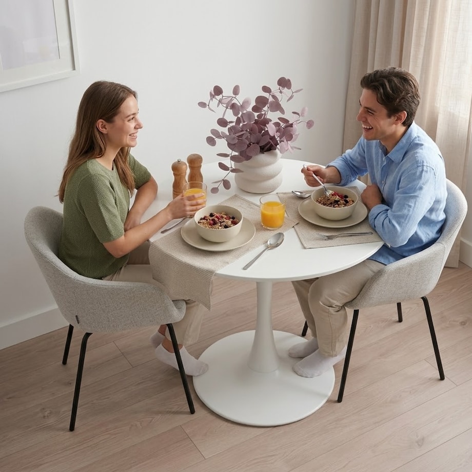 Stół okrągły do salonu jadalni 80 cm biały nowoczesny minimalistyczny