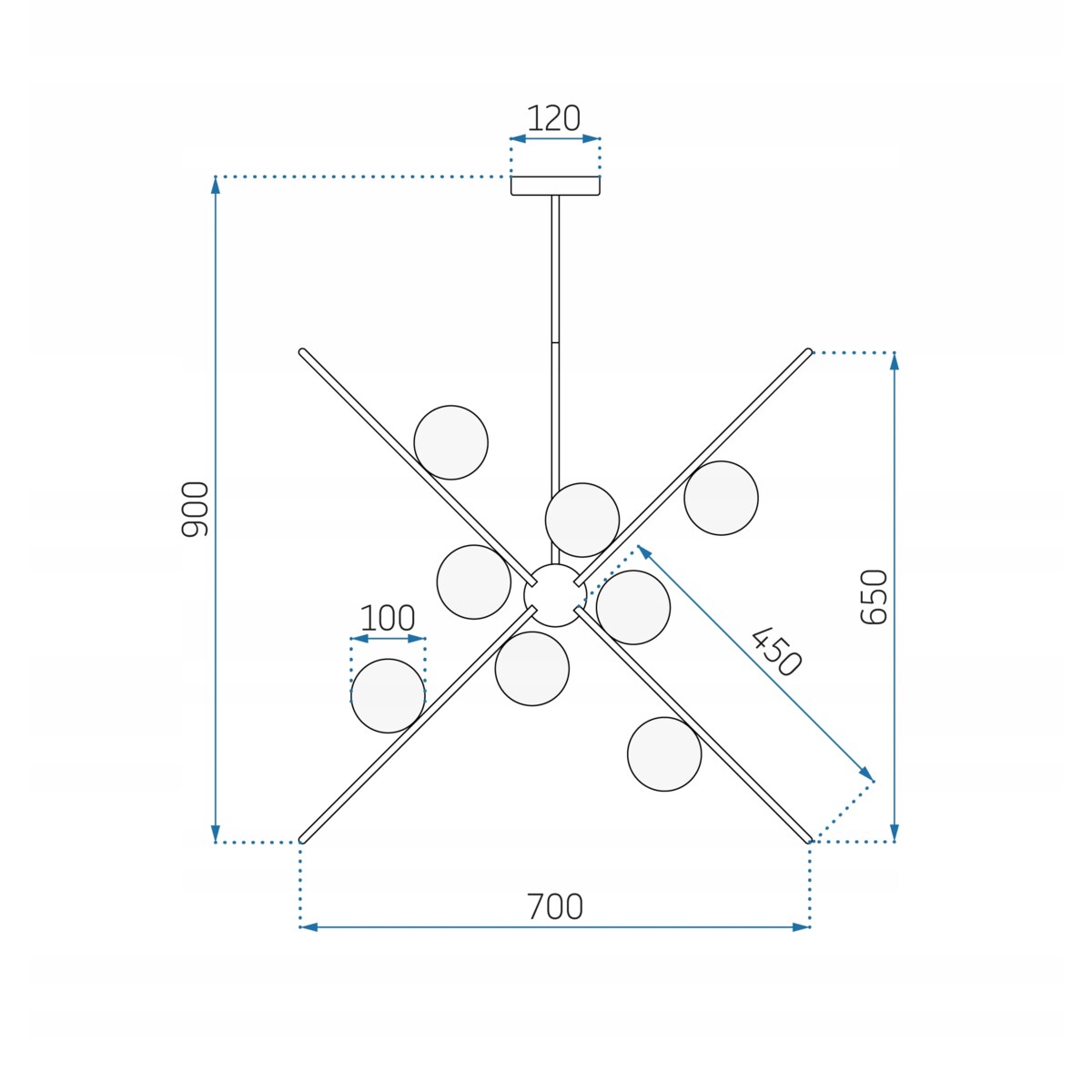 Lampa Wisząca Sufitowa Złota Szklane Kule 12 G9