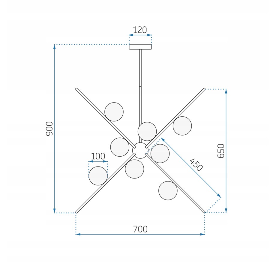 Lampa Wisząca Sufitowa Złota Szklane Kule 12 G9