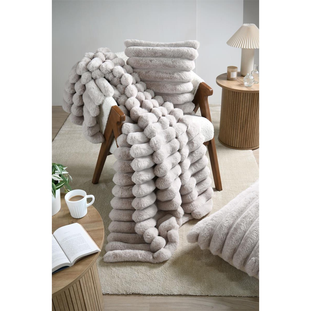 Koc puszysty POLARY, w grube prążki, 130 x 160 cm