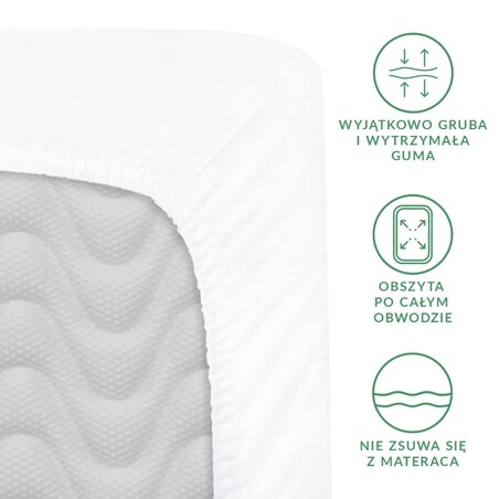 Prześcieradło satynowe z gumką białe 140 x 200 cm