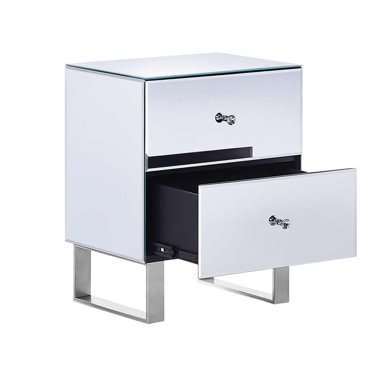 Szafka nocna lustrzana srebrna NESLE