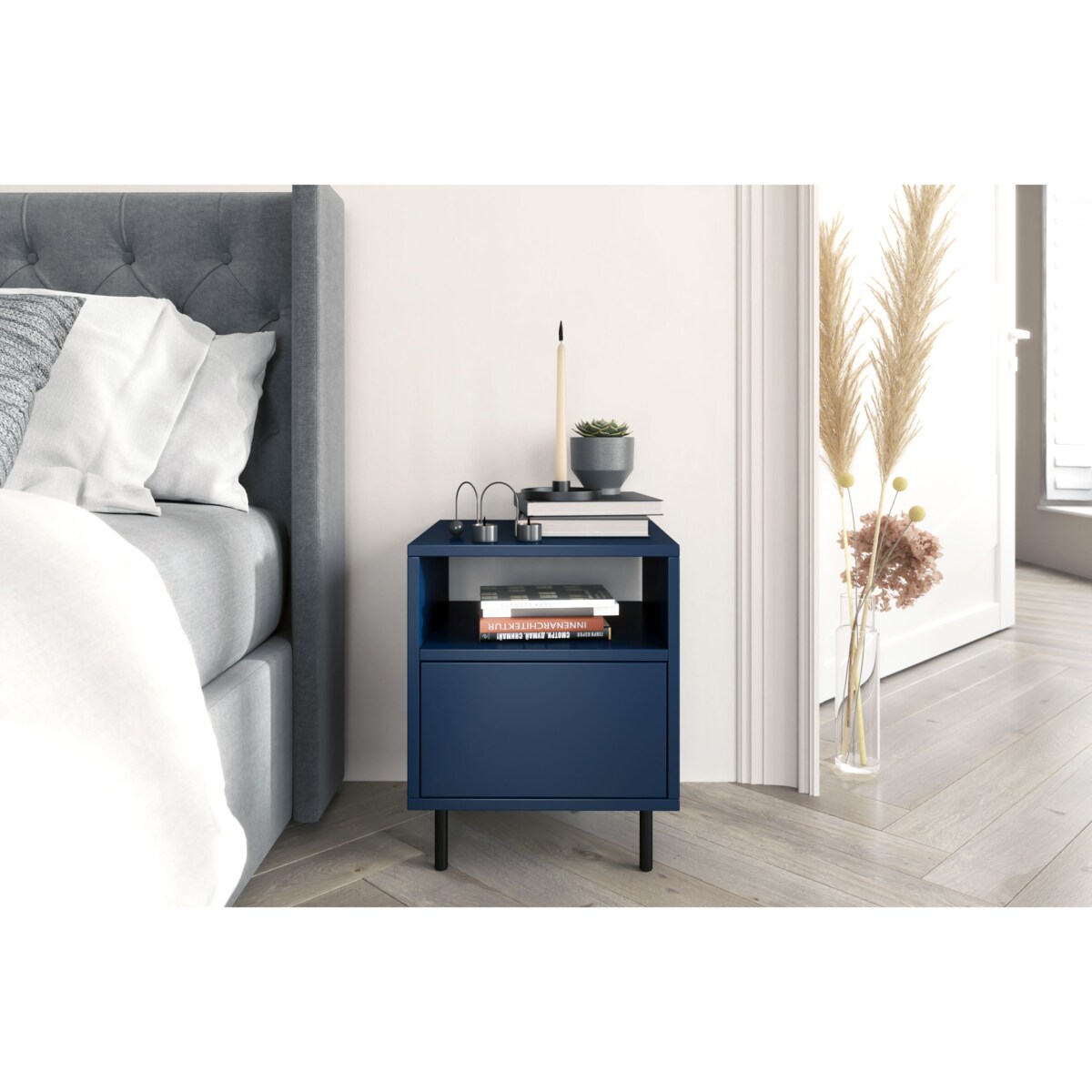 Granatowa nowoczesna szafka nocna Dancan MIRKA